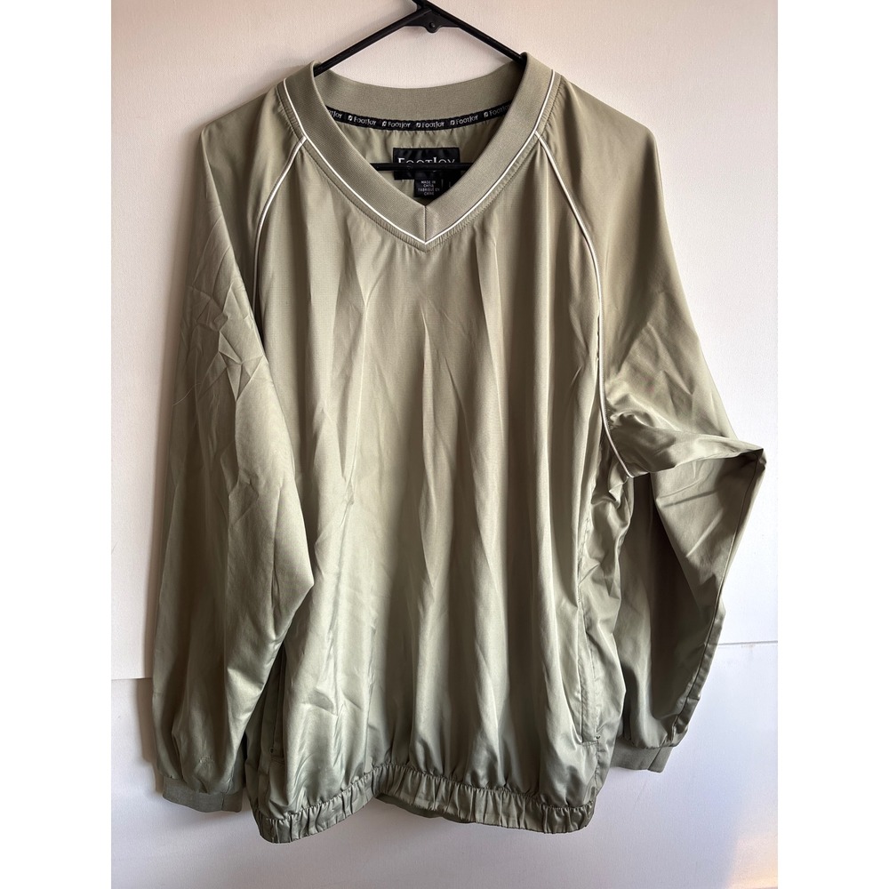 FootJoy Golf Pullover Lightweight V Neck Olive Green Long Sleeve‎ Men's Large